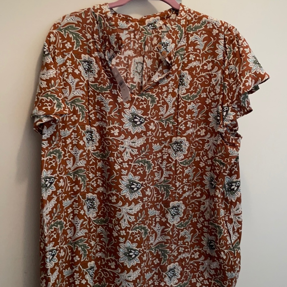 Ann Taylor Top light brown floral